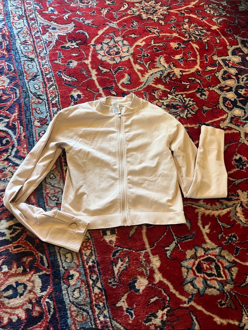 JoyLab Cream Bomber Jacket with Zip Front